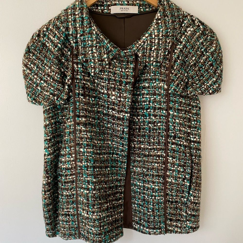 Authentic Prada boucle cap sleeve jacket